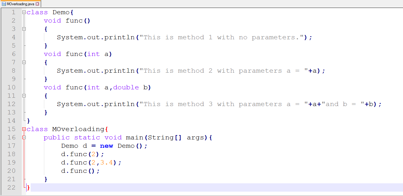 This image describes the sample program for method overloading in java.